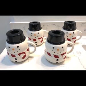 NIB 4 WILLIAMS SONOMA Snowman Hot Chocolate Mugs